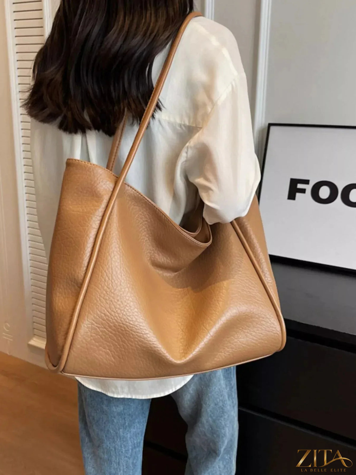 Zita La Belle Elite PU leather tote bag with sturdy handles and spacious interior, stylish and perfect for daily use