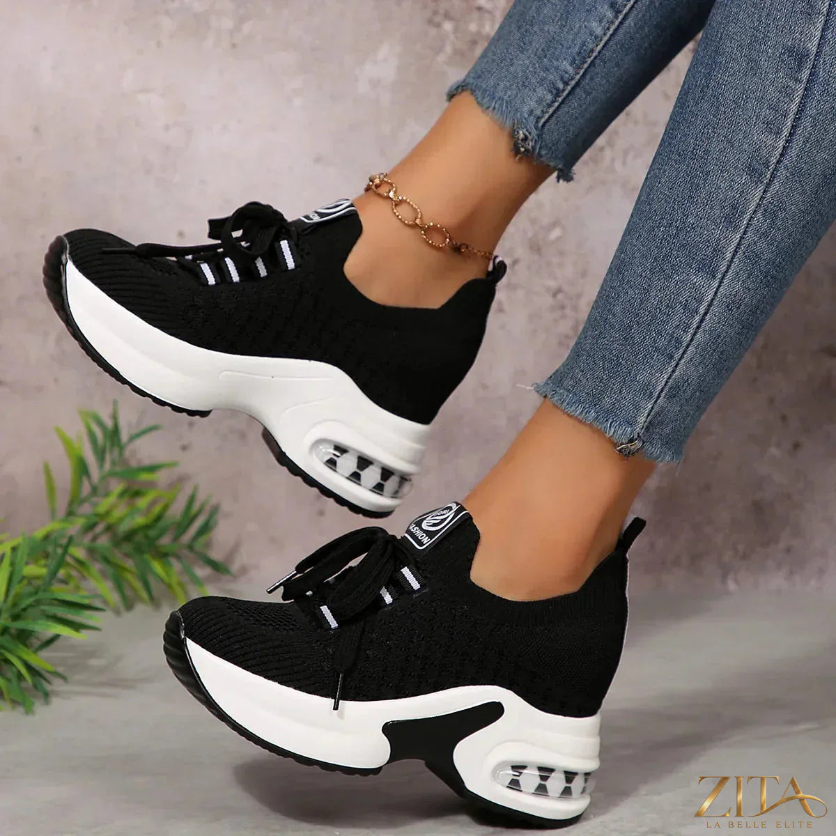 Zita La Belle Elite lace-up platform sneakers with chunky soles and stylish design, perfect for casual and trendy looks.