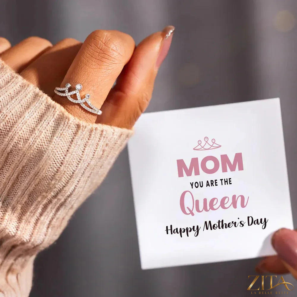 Sterling silver ring with crown shape and inlaid zircon stones from Zita La Belle Elite, showcasing detailed craftsmanship.