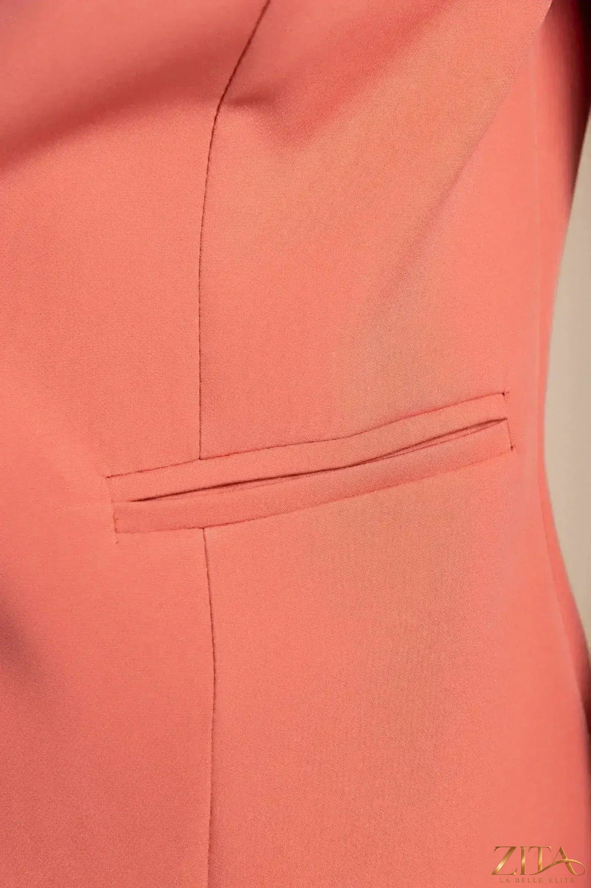 Zita La Belle Elite Heather Prism Peach Blazer in salmon tone, Italian-made blazer with tailored fit and soft fabric.