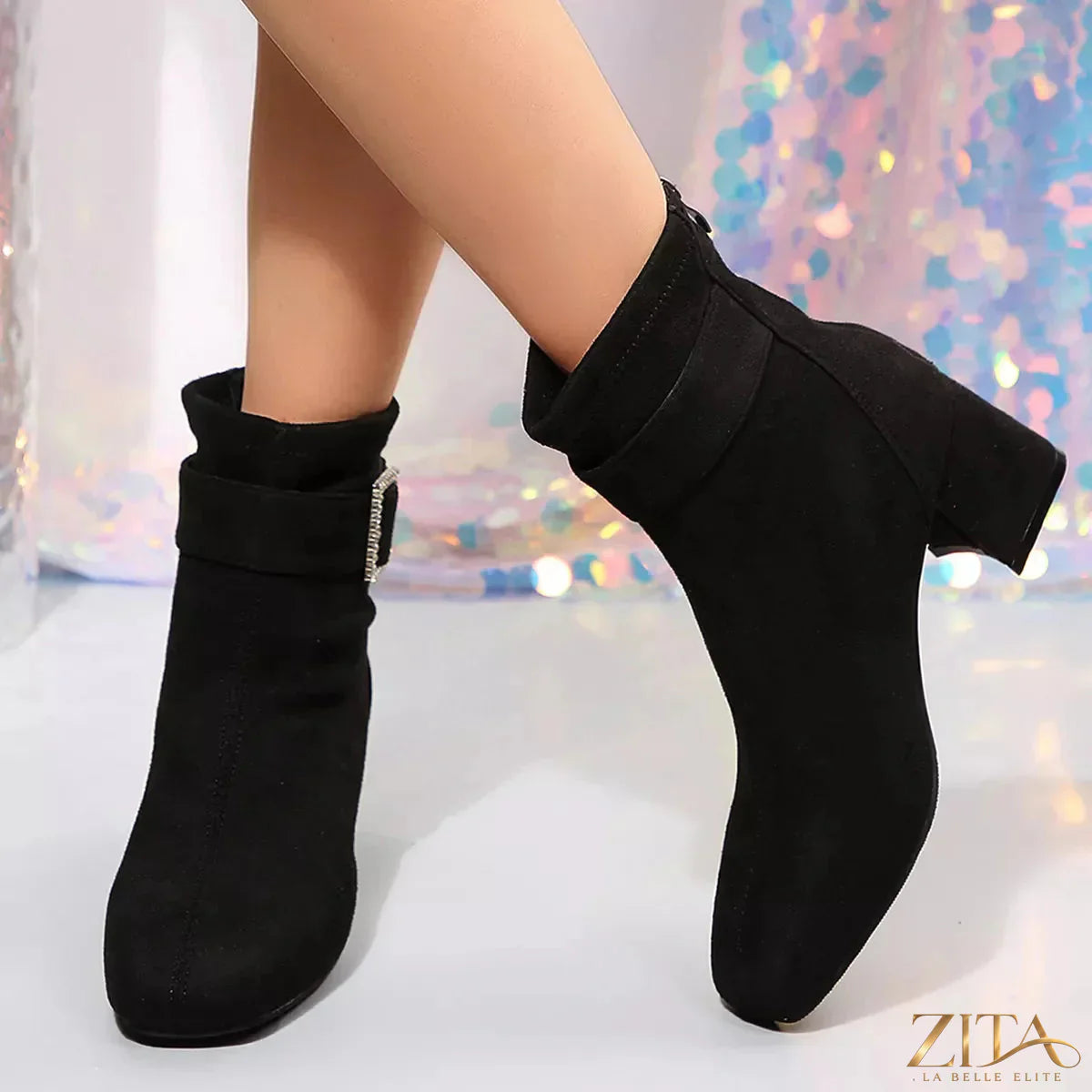 Zita La Belle Elite round toe block heel boots with sleek design and sturdy heel, stylish footwear for women.