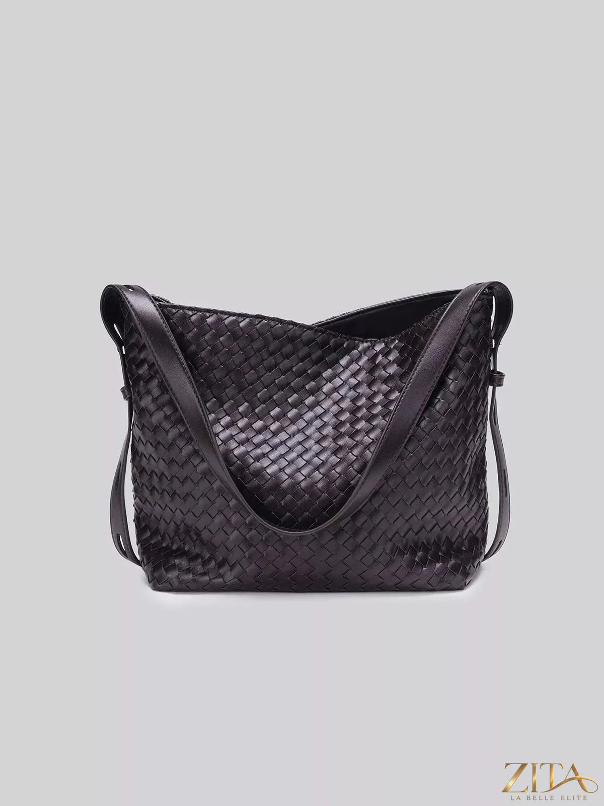 Zita La Belle Elite woven leather hobo shoulder bag with spacious interior and adjustable strap, stylish and versatile for everyday use.