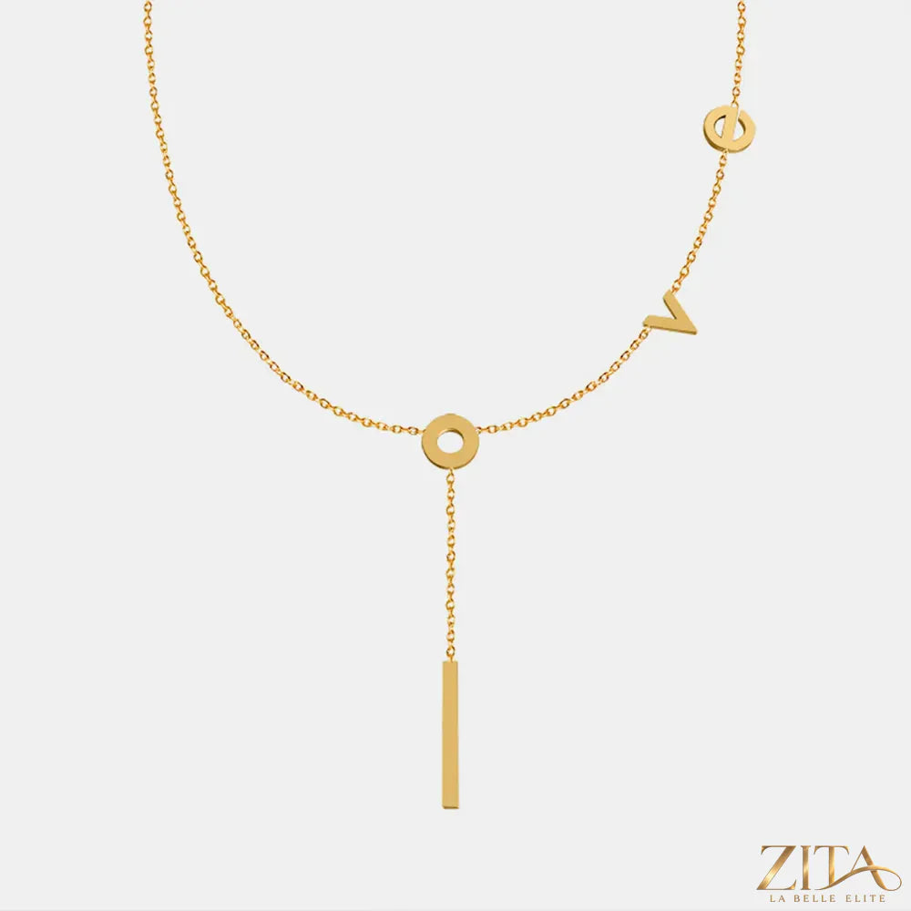 Titanium steel letter necklace from Zita La Belle Elite featuring a sleek, modern pendant on a delicate chain.