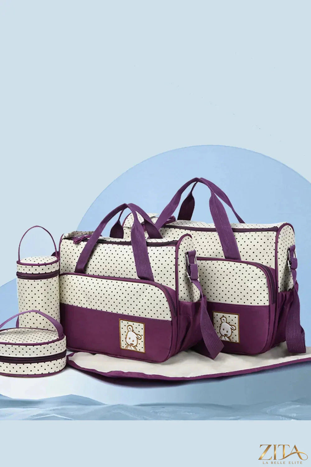 Zita La Belle Elite Oxford cloth contrast 4-piece bag set with stylish design and multiple compartments for organized storage.