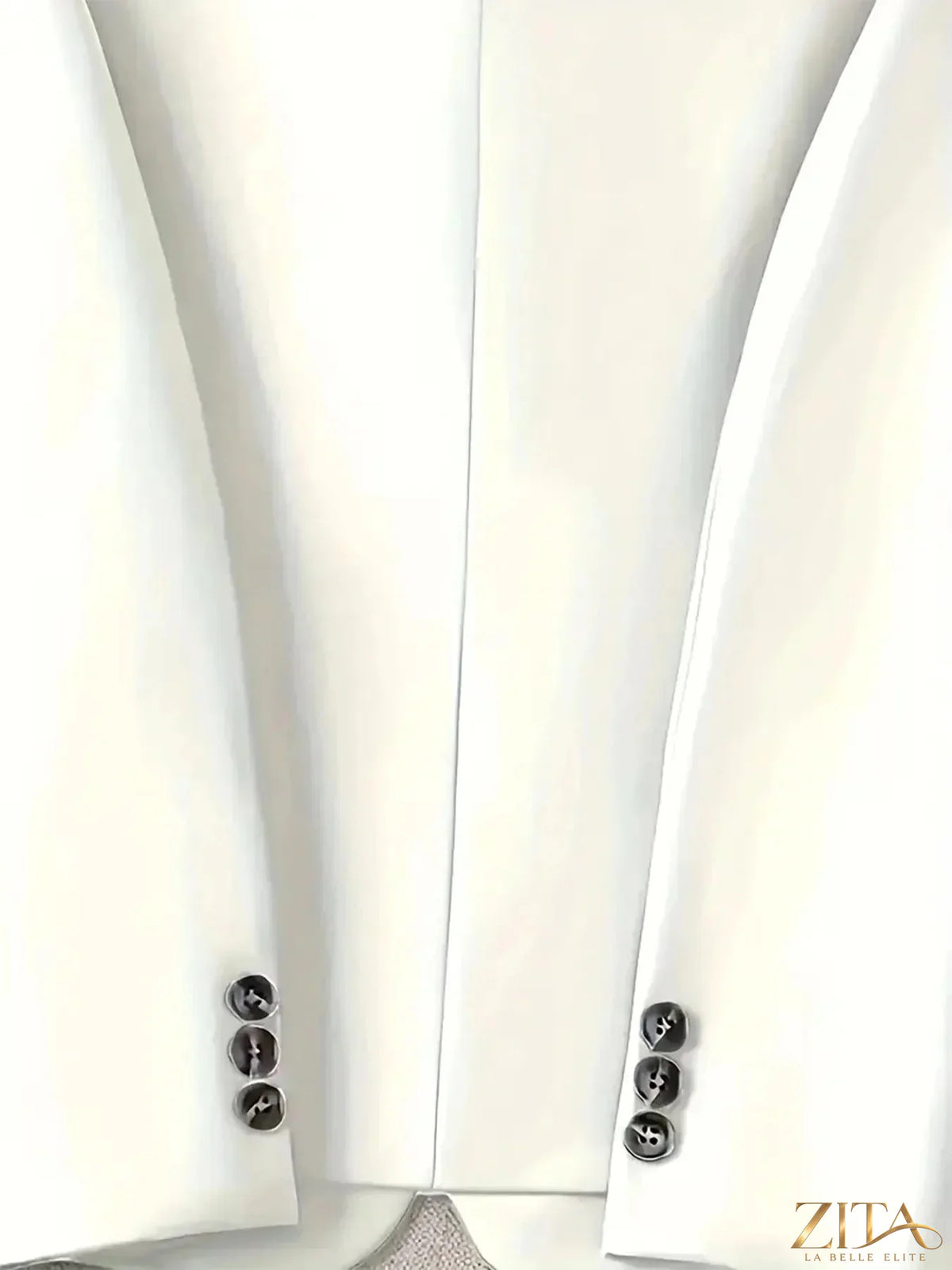 Black one-button blazer with front pockets, featuring a tailored fit from Trendsi, displayed on a mannequin.
