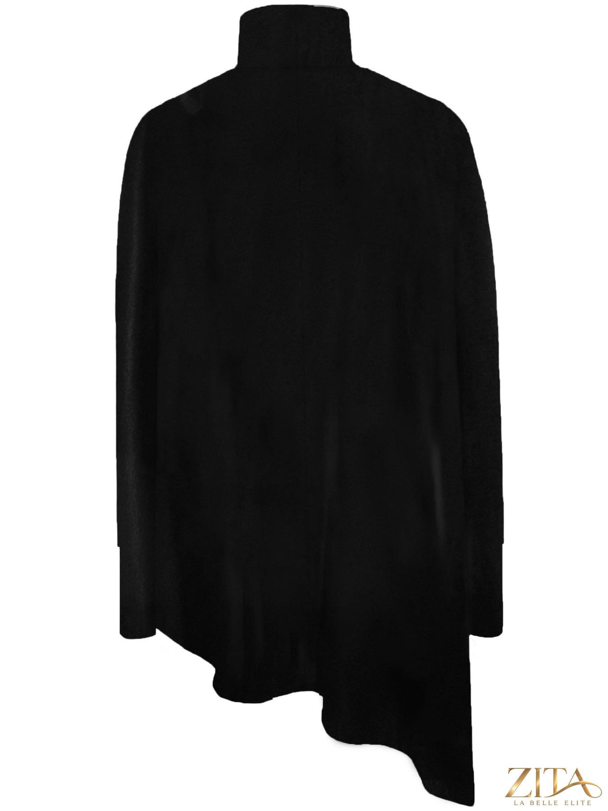 Elegant turtleneck asymmetric hem top by Trendsi, featuring a fitted silhouette and stylish high neckline with unique hem detail.