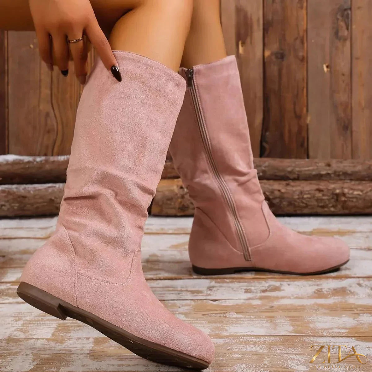 Zita La Belle Elite round toe side zip boots featuring stylish design and sleek black leather, perfect for casual or formal wear.