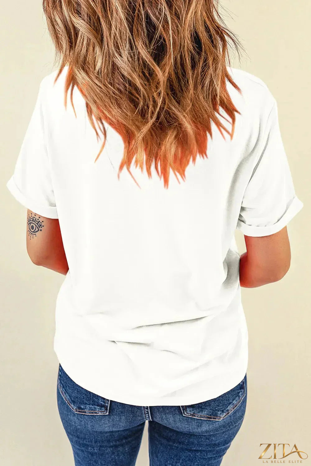 Nashville Music City print crewneck T-shirt by Trendsi featuring guitar design on a casual cotton tee