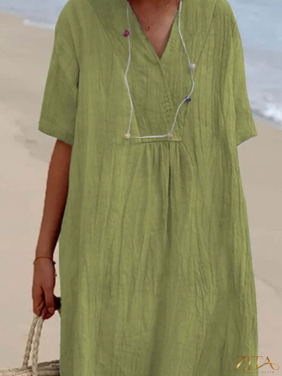 Zita La Belle Elite casual loose short sleeve midi dress in lightweight fabric, stylish and comfortable for everyday wear