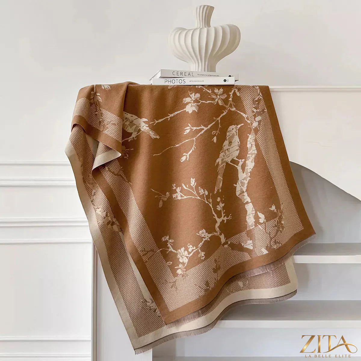 Raw hem winter scarf by Trendsi featuring soft fabric and a cozy, stylish design with frayed edges for a trendy winter accessory.