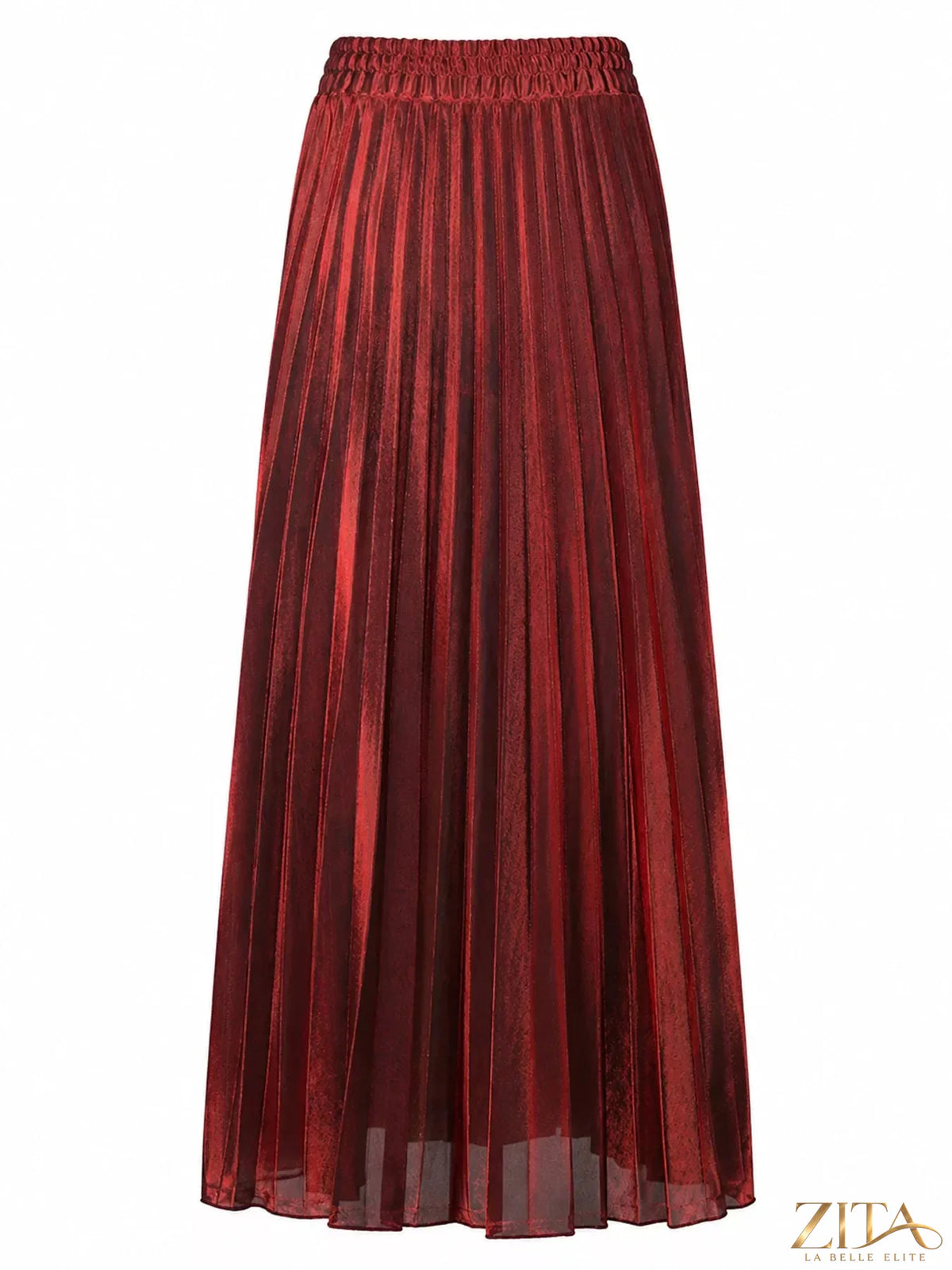 High-waisted pleated maxi skirt from Trendsi, flowing fabric with a flattering waistband and elegant design.