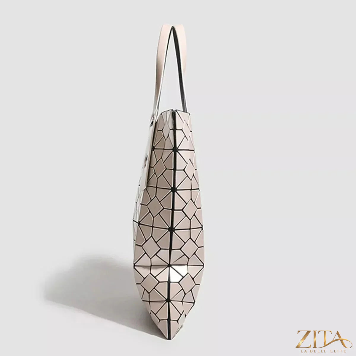 Zita La Belle Elite geometric lattice pattern handbag with 3D design, featuring a structured shape and stylish craftsmanship.