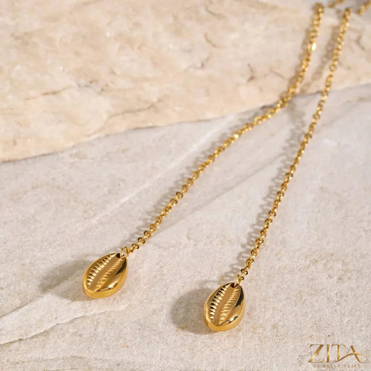 18K gold-plated Y-shaped necklace from Zita La Belle Elite, featuring a delicate chain and elegant pendant design.