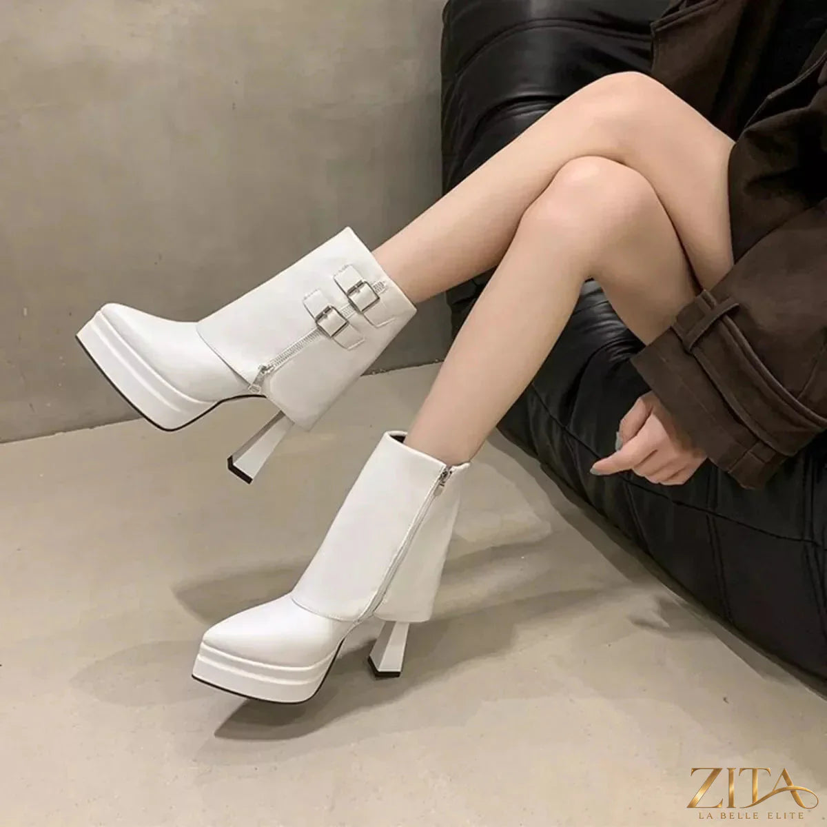 Zita La Belle Elite point toe block heel boots with sleek design and sturdy heels, perfect for stylish everyday wear.
