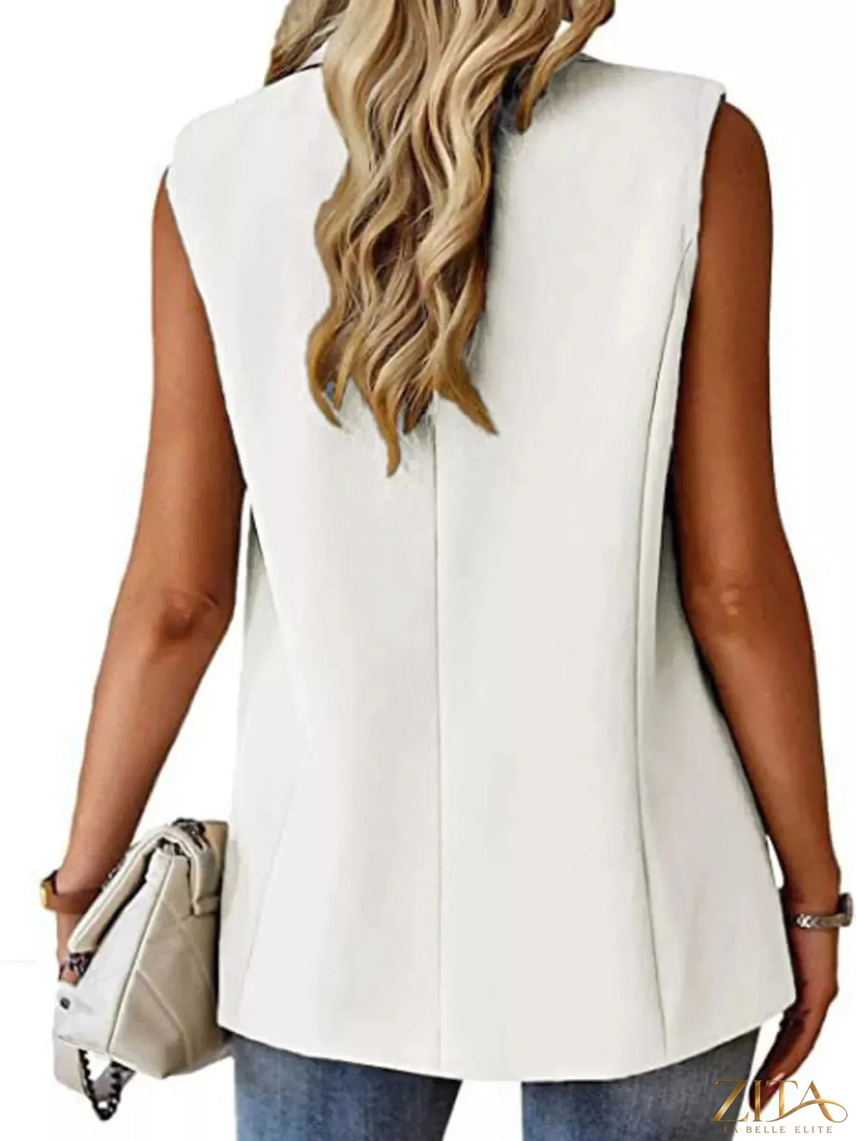 Plus size Zita La Belle Elite vest coat with one-button lapel collar, full size, stylish and tailored for a polished look.