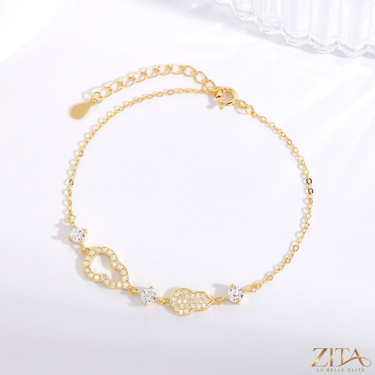 Zita La Belle Elite Zircon Gourd Adjustable Bracelet with sparkling zircon stones on a delicate chain design.