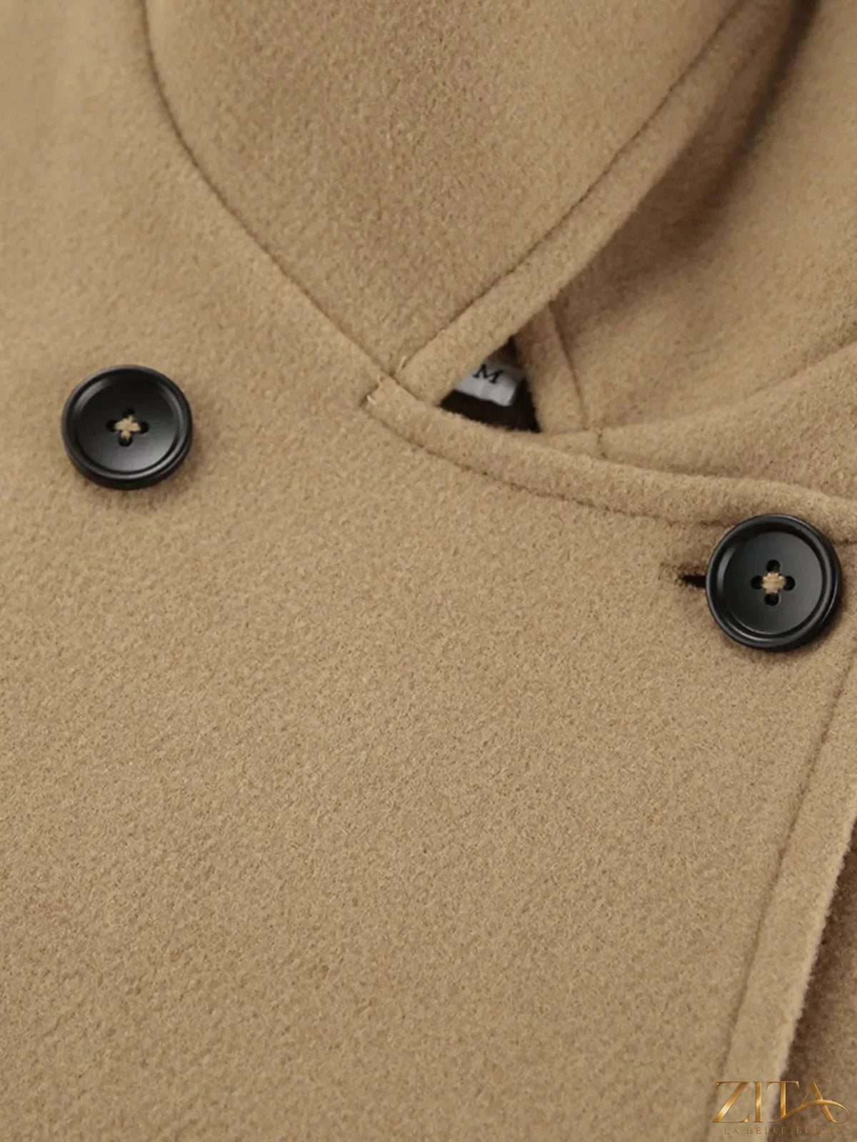 Zita La Belle Elite oversized coat with lapel collar, button-down front, in a stylish and warm outerwear design.