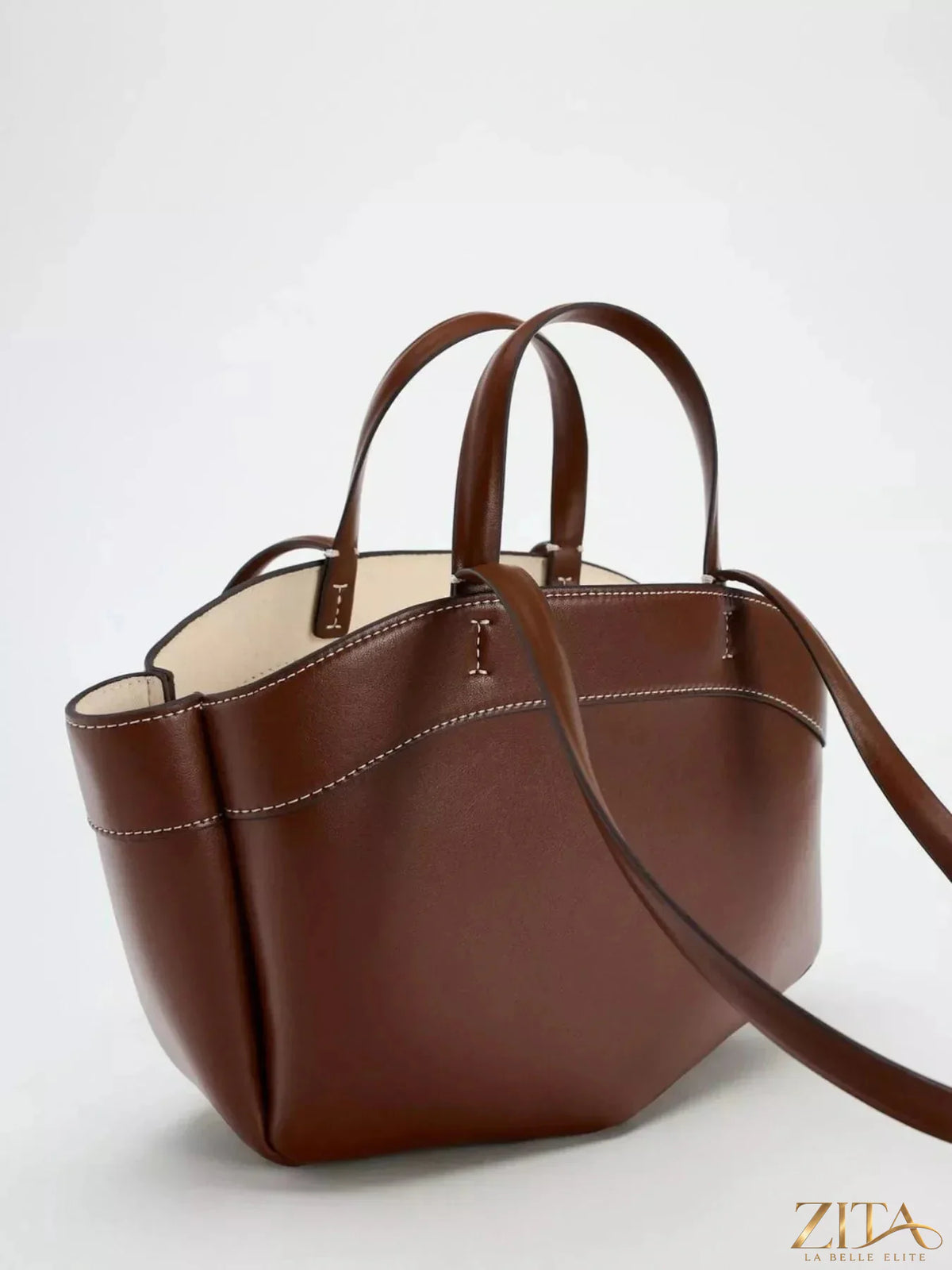 Zita La Belle Elite PU leather tote bag with dual handles and spacious interior, stylish and durable for everyday use.