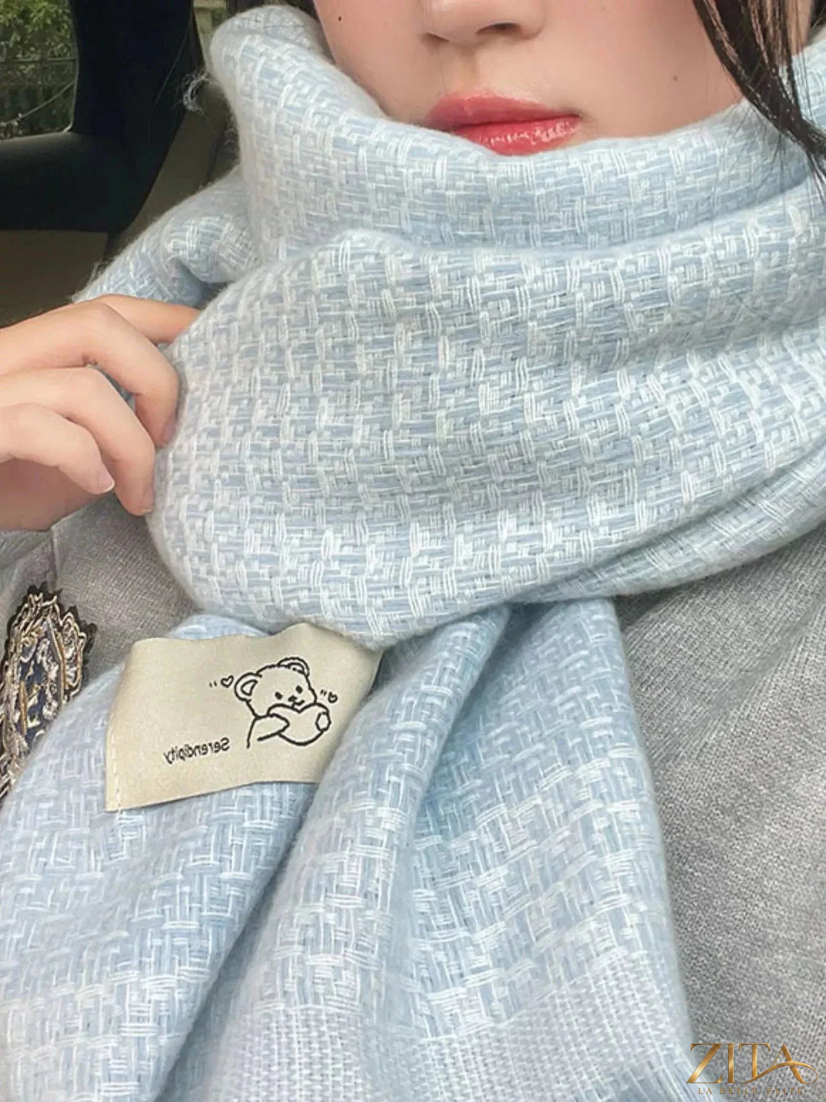 Raw hem Zita La Belle Elite scarf with fringed edges, lightweight and soft, shown on a neutral background.