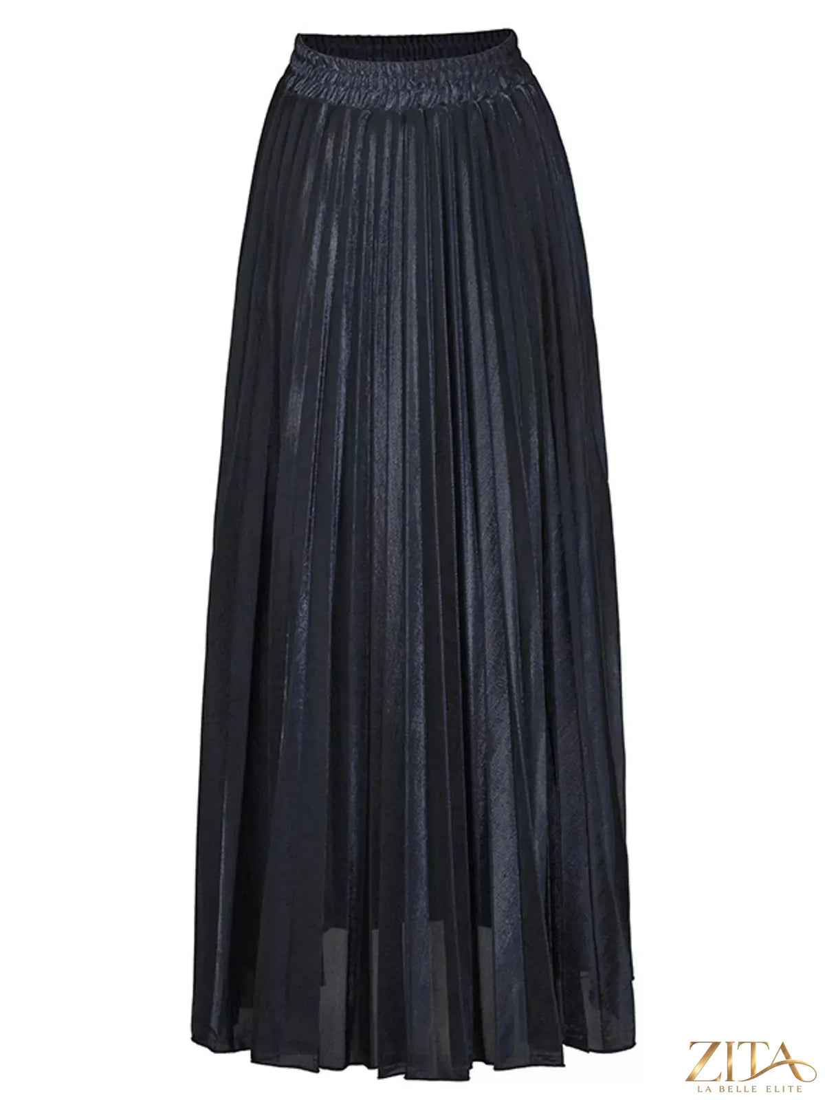 High-waisted pleated maxi skirt from Trendsi with flowing fabric and elegant design, shown in a full-length view.