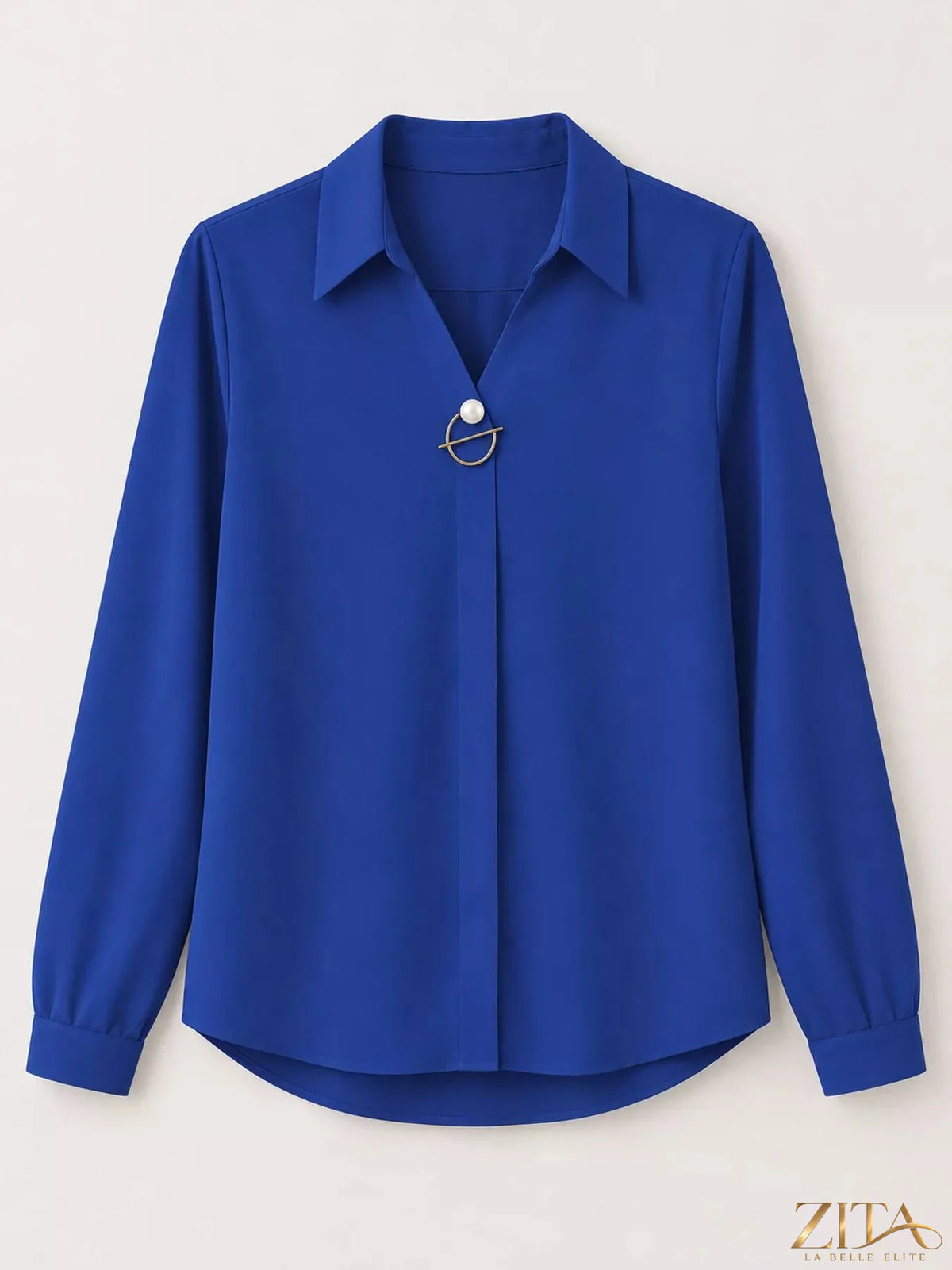 Zita La Belle Elite long sleeve satin blouse in deep burgundy, featuring a relaxed fit and elegant collar detail.