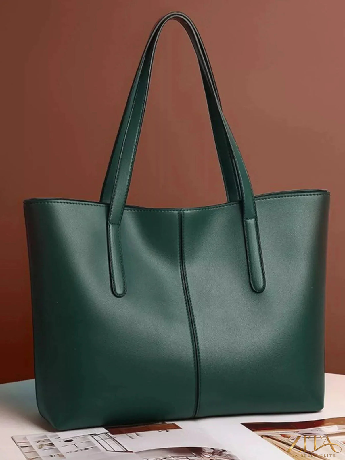 Zita La Belle Elite PU leather tote bag with dual handles and spacious interior, stylishly designed for everyday use