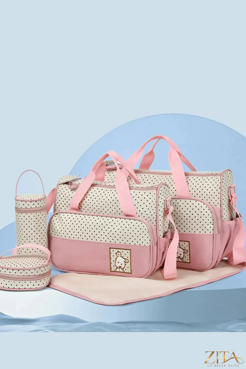 Set of four Oxford cloth contrast bags by Zita La Belle Elite, featuring stylish design and durable fabric for versatile use.
