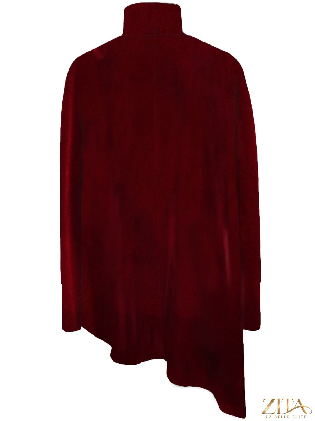 Elegant Trendsi turtleneck asymmetric hem top in soft fabric, featuring a stylish high neckline and unique hem design.