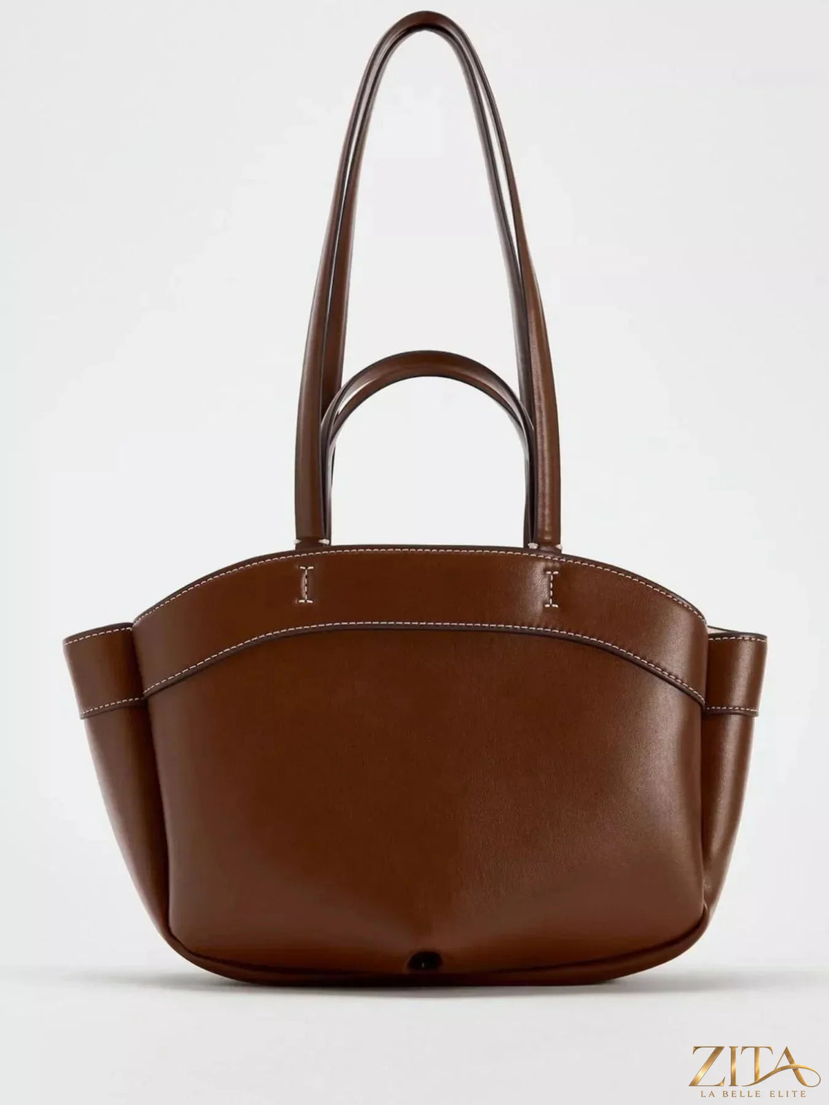 Zita La Belle Elite PU leather tote bag with double handles, spacious interior, and sleek design for everyday use.