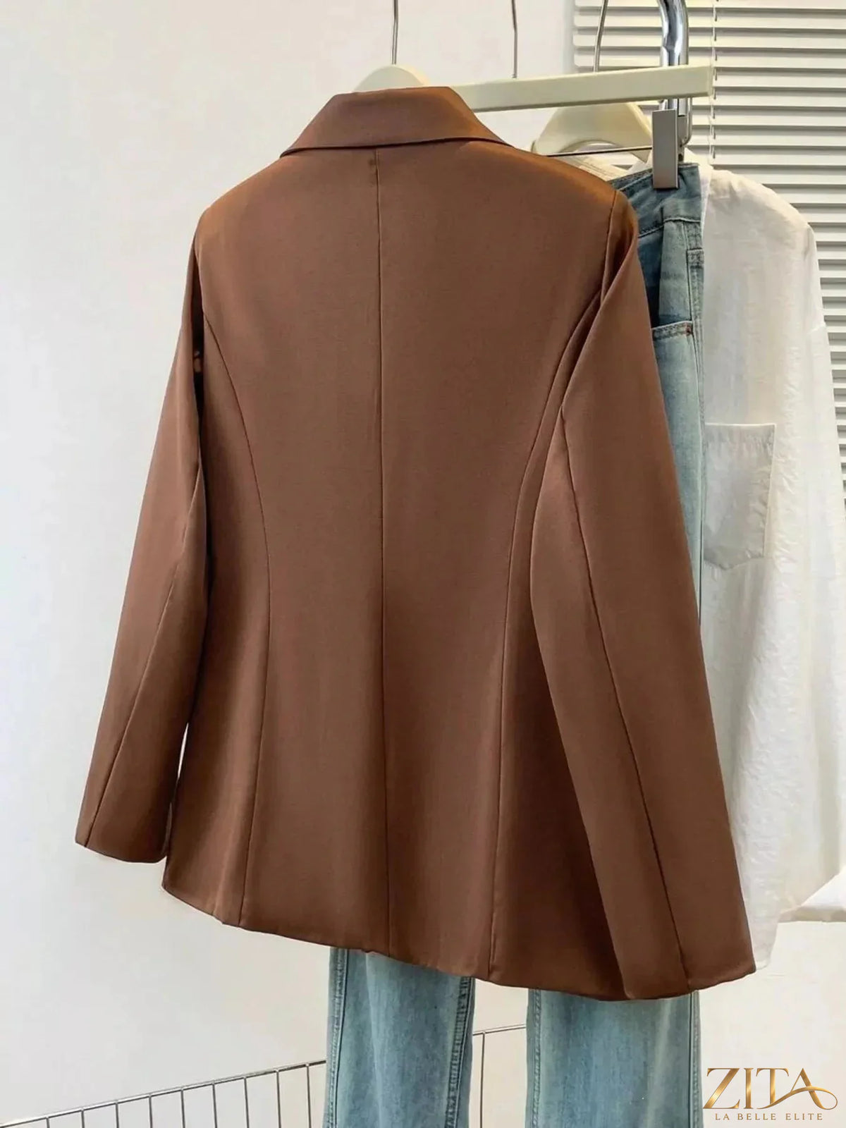 Plus size Zita La Belle Elite blazer featuring a full size single-breasted design with lapel collar, styled for a polished look.