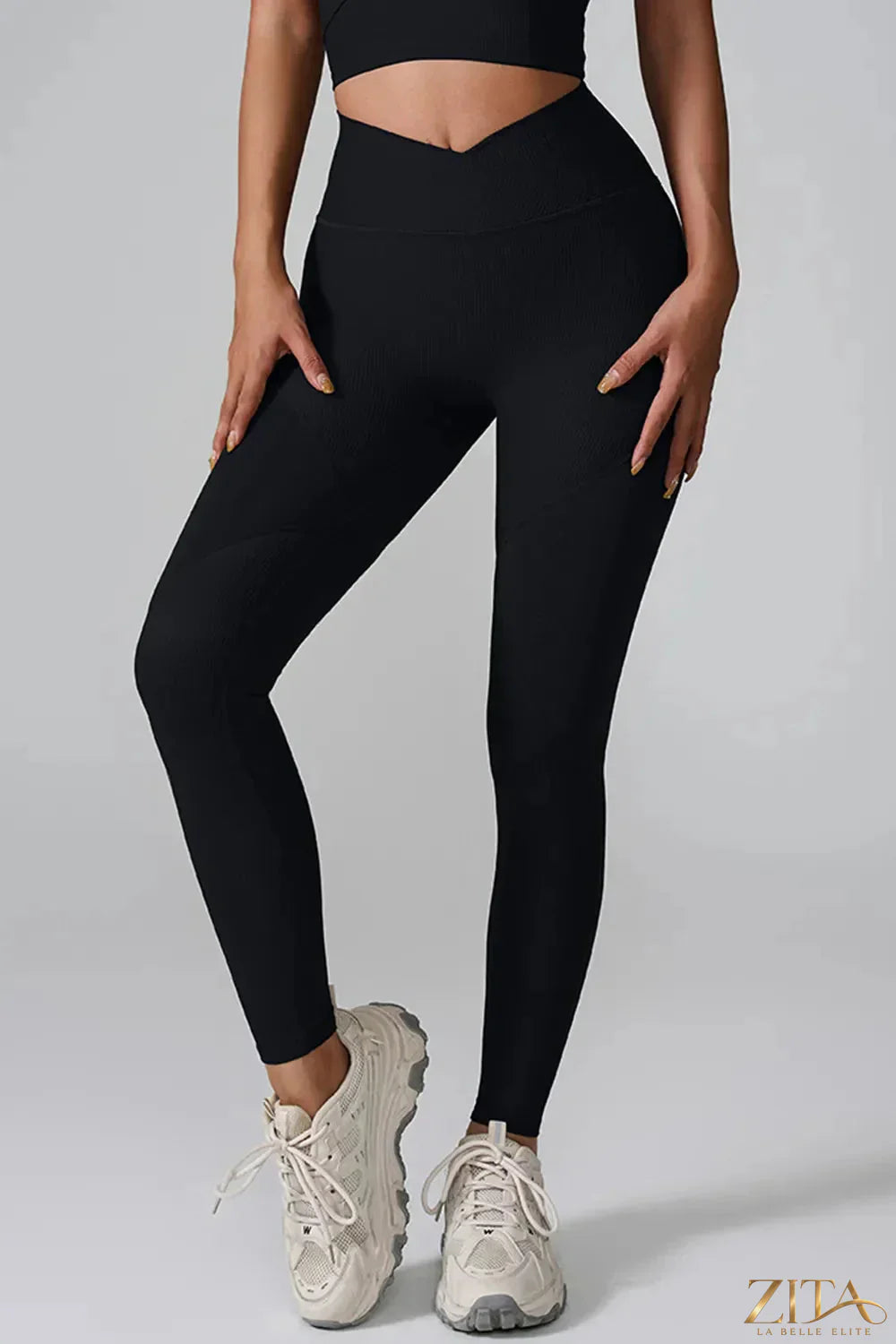 High waist active leggings by Trendsi featuring a snug fit, stretchy fabric, and a sleek design for workout and casual wear.