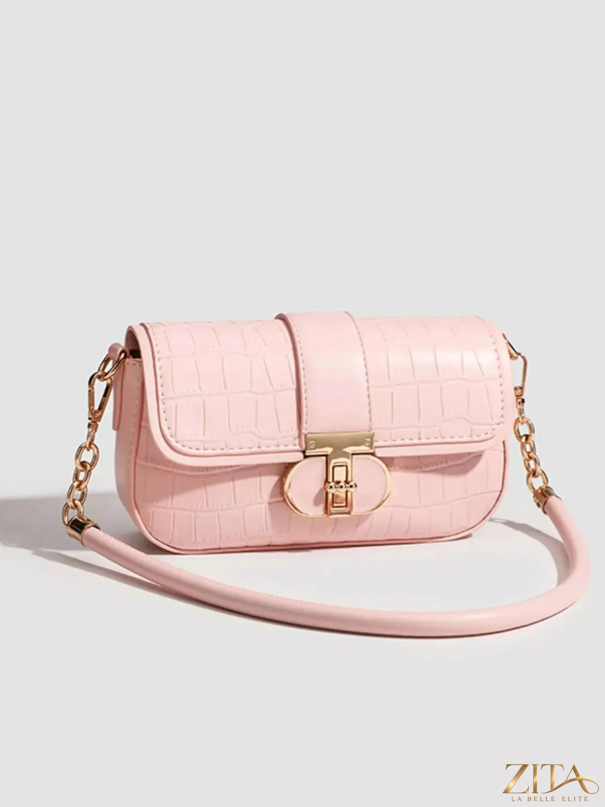 Zita La Belle Elite textured flap shoulder bag with a sleek design and stylish strap, showcasing its textured material and elegant look.