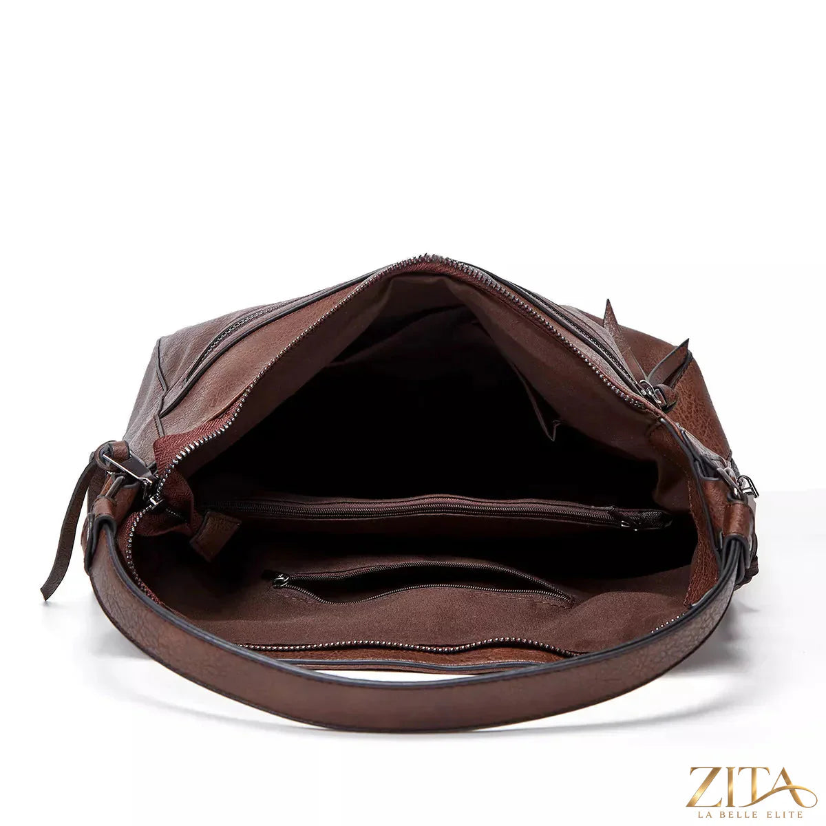 Zita La Belle Elite PU leather hobo shoulder bag with wide strap and spacious interior, stylish for casual and daily use.