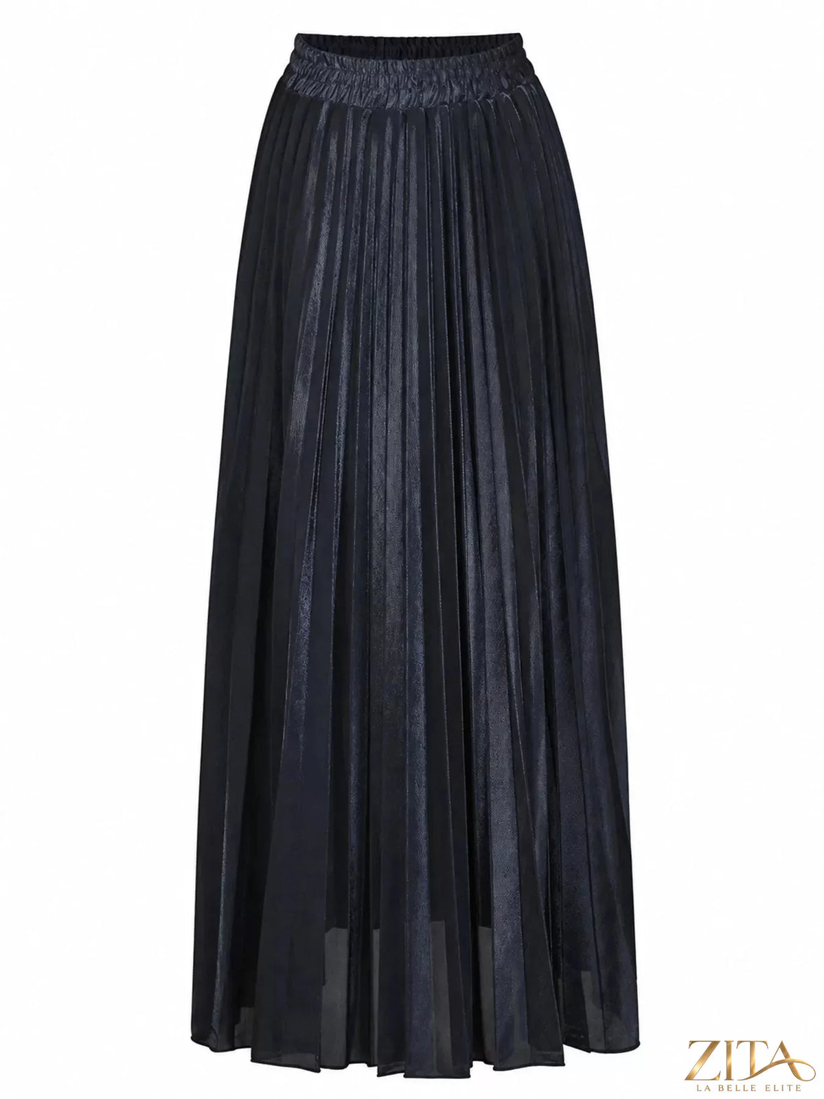High-waisted pleated maxi skirt by Trendsi, flowing fabric with a wide waistband and elegant pleats, full length on model.