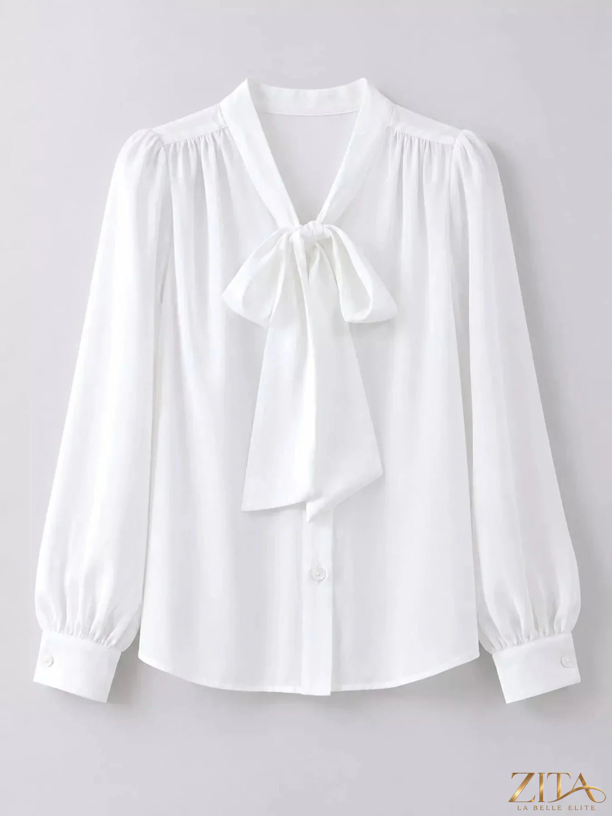Plus size Zita La Belle Elite tie-front long sleeve shirt with a full size fit, featuring a stylish design and comfortable fabric.