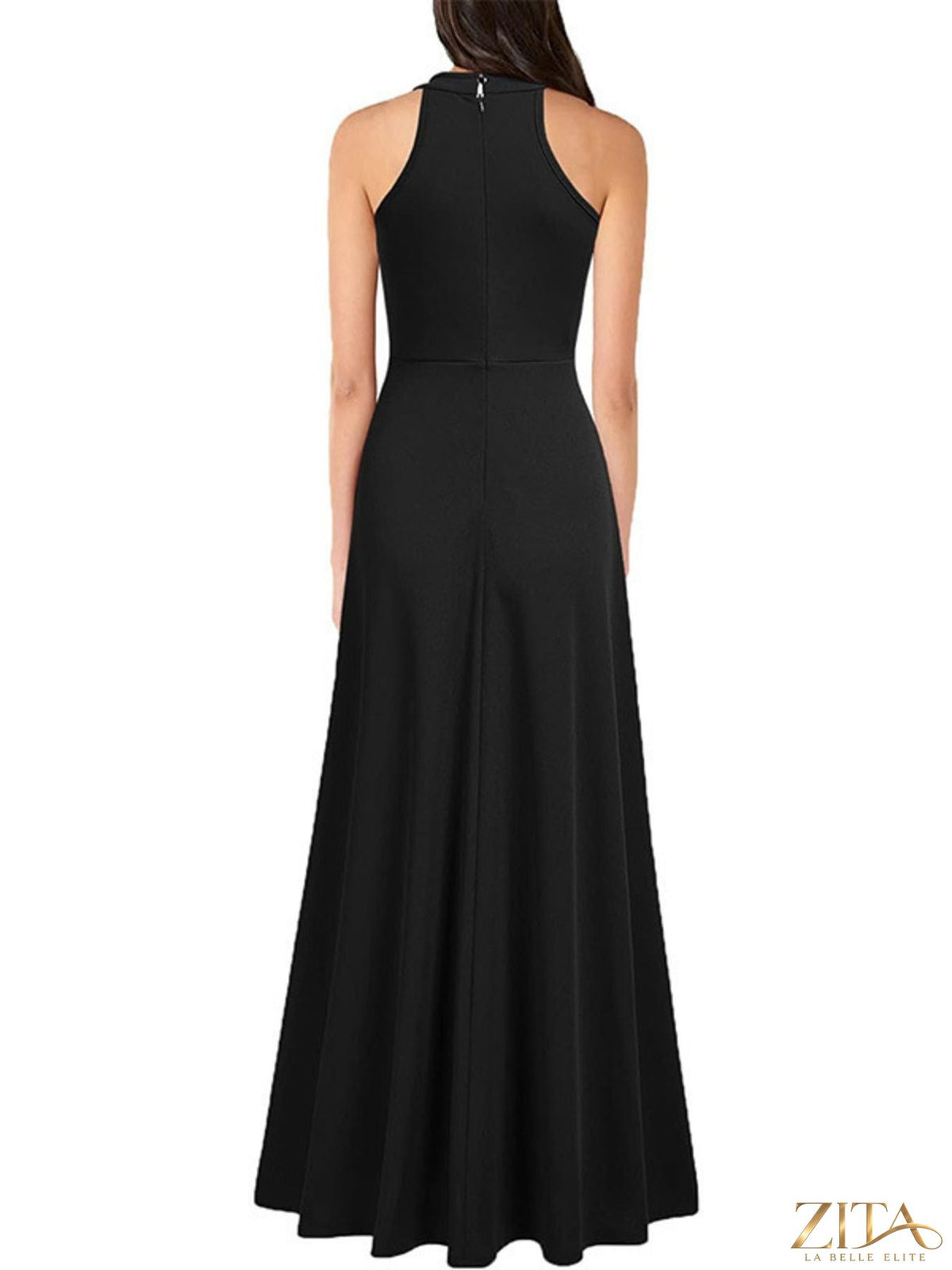 Zita La Belle Elite sleeveless slit maxi dress in flowing fabric, elegant design, perfect for formal occasions or summer events.