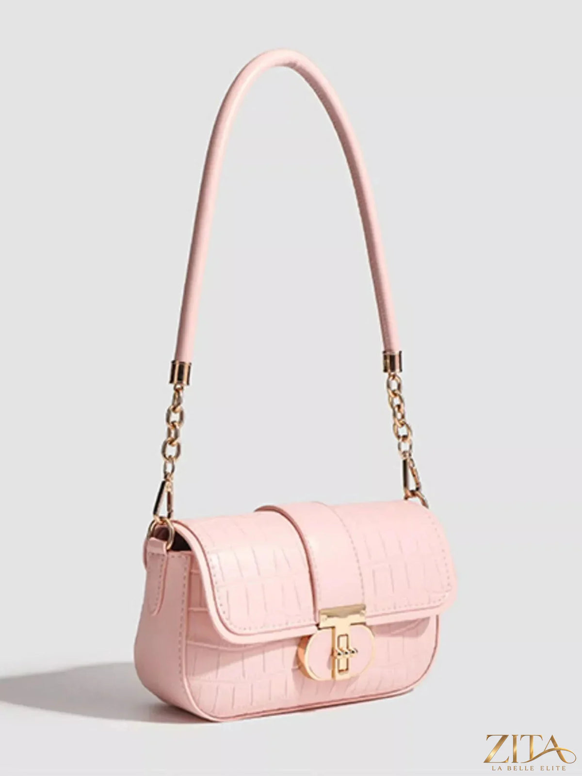 Zita La Belle Elite textured flap shoulder bag with a modern design, featuring a structured shape and stylish shoulder strap.