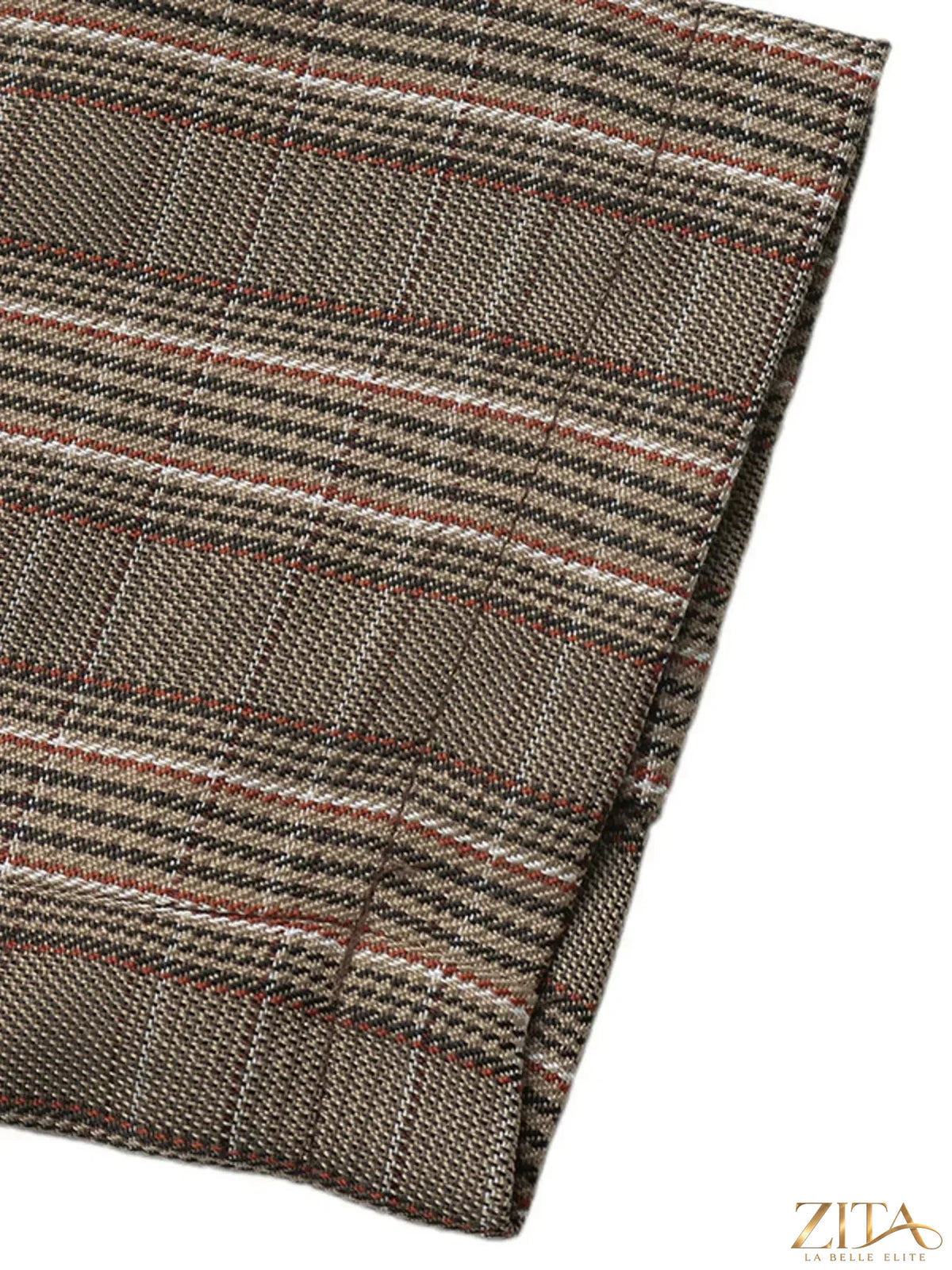 Zita La Belle Elite plaid single-button blazer with tailored fit, featuring a classic check pattern and a single front button.