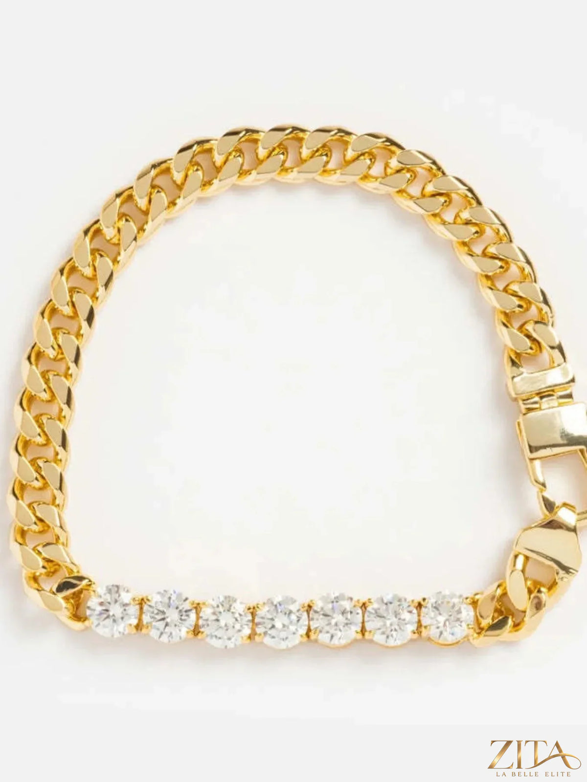 18K gold-plated zircon necklace and bracelet jewelry set with sparkling stones, elegant and stylish for special occasions.