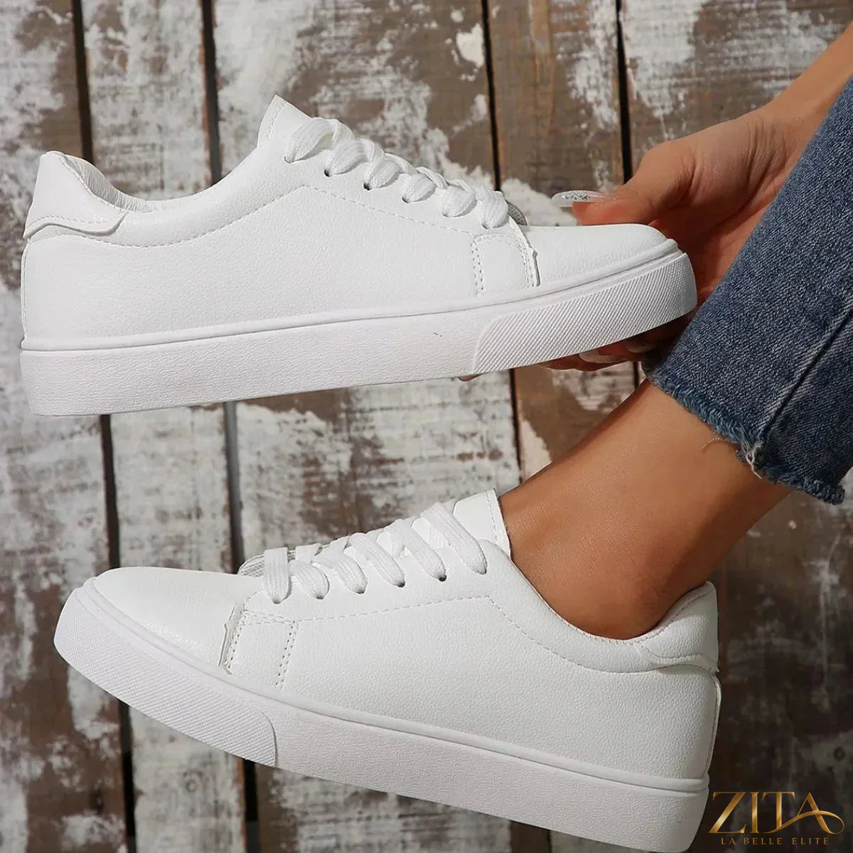 Zita La Belle Elite round toe platform sneakers with chunky sole and white laces, stylish and trendy footwear for casual wear.