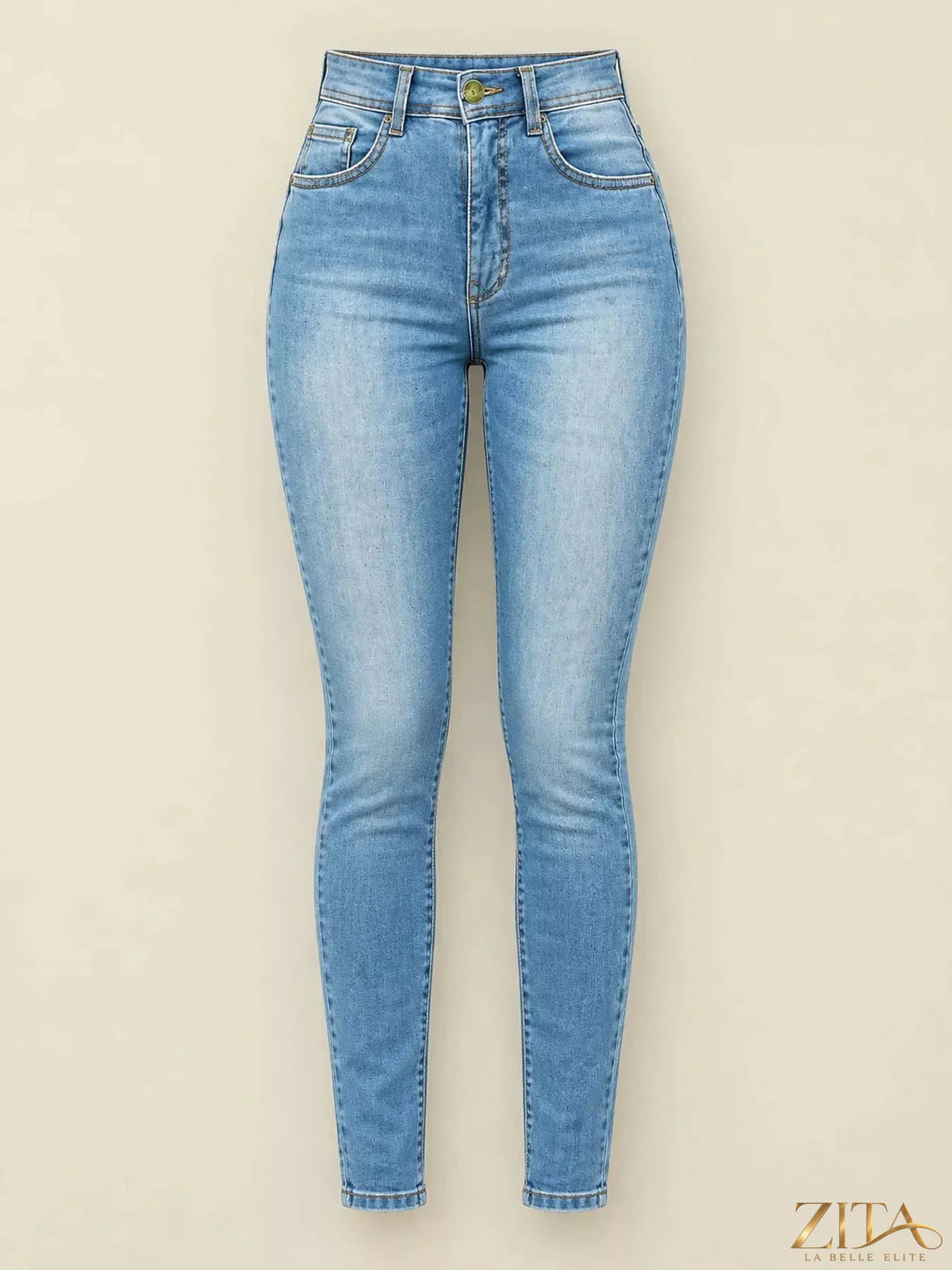 High-waisted sculpting skinny jeans by Zita La Belle Elite, shown in black with a fitted silhouette and classic denim details.