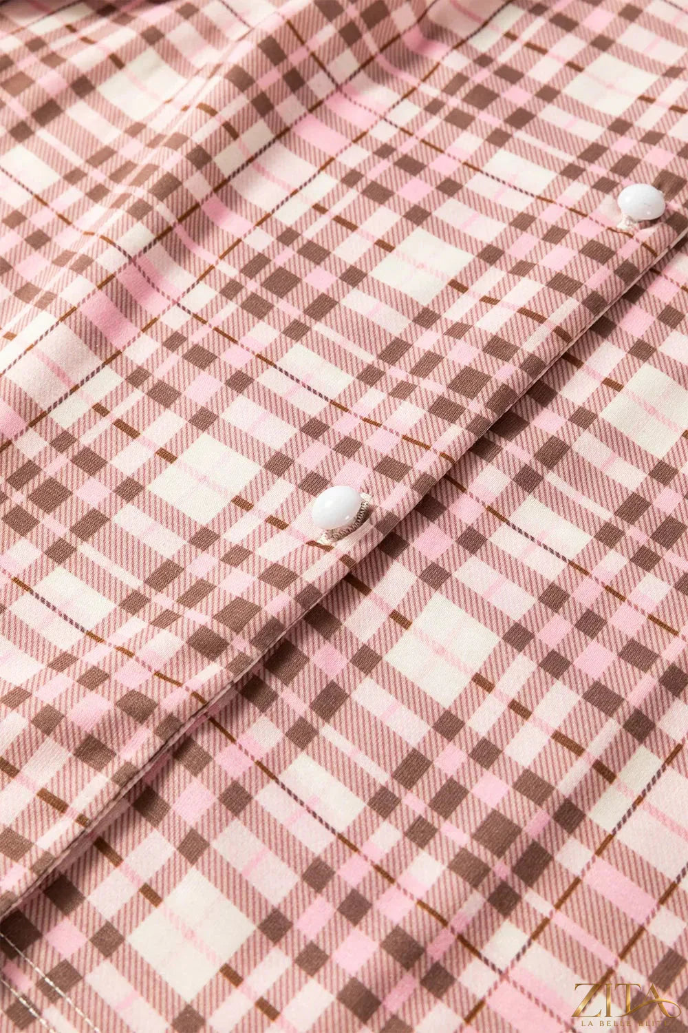 Zita La Belle Elite plaid patch pockets long sleeve lounge set in a cozy two-piece style with a plaid pattern and relaxed fit.