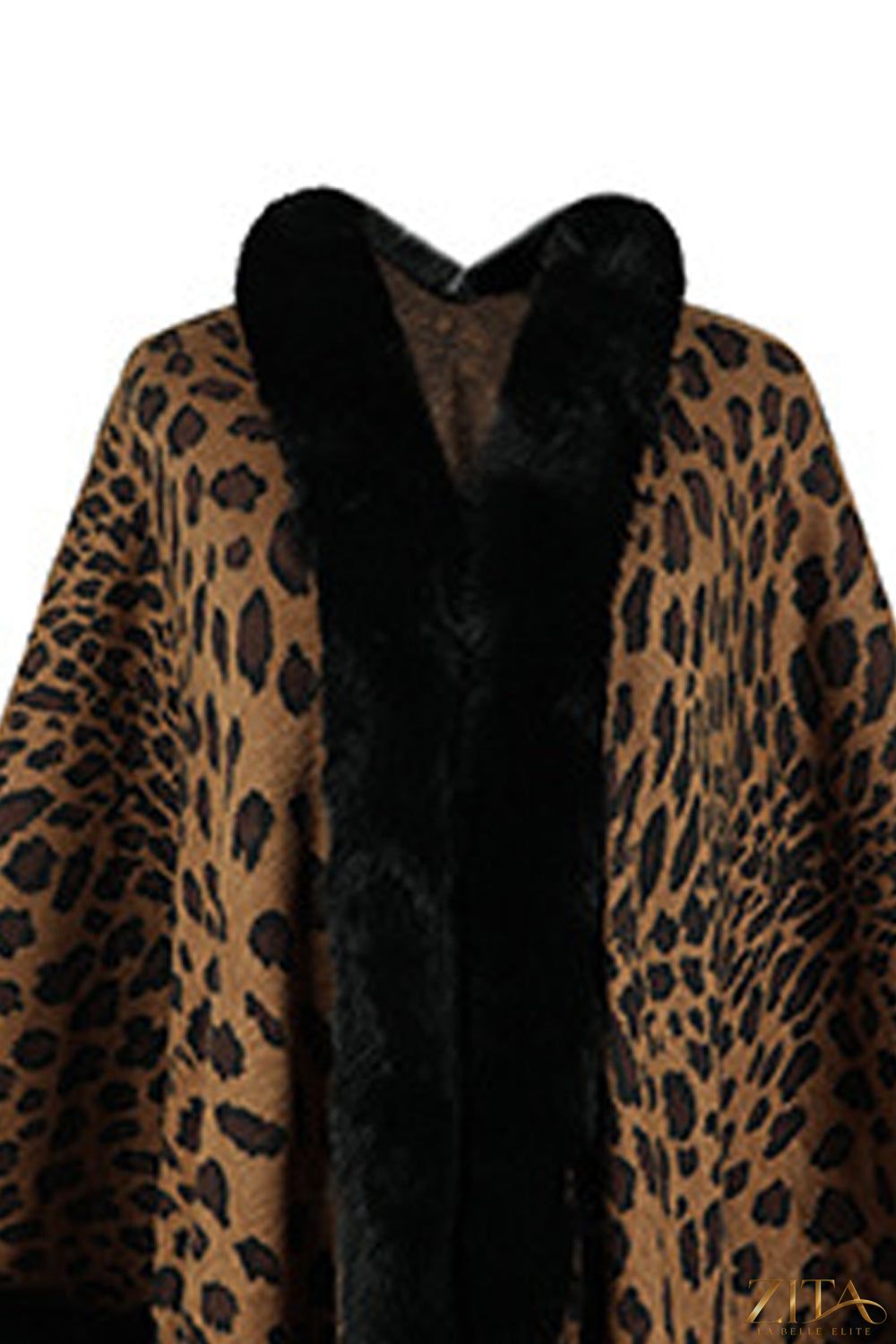 Leopard print open front poncho from Trendsi, featuring a cozy, stylish design with a draped fit and bold animal pattern.