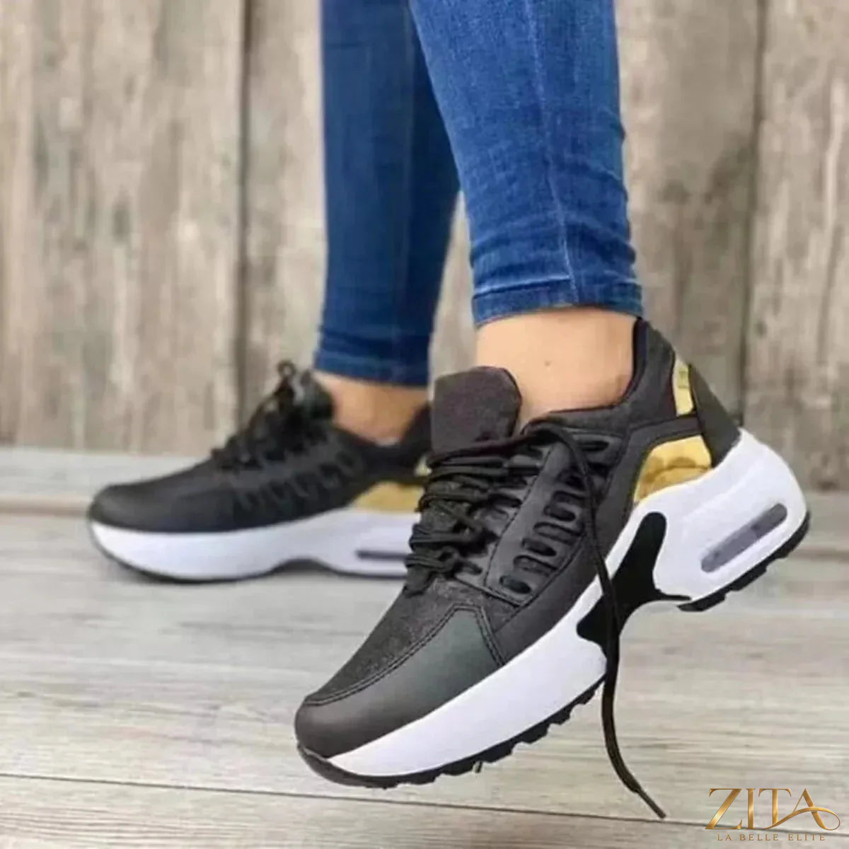 Zita La Belle Elite lace-up round toe sneakers in white with stylish design, suitable for casual wear and comfortable walking.