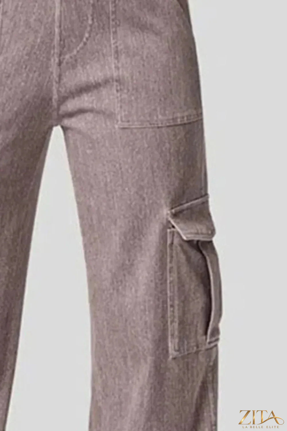 Zita La Belle Elite high waist straight leg cargo jeans showing front view with multiple pockets and classic denim texture