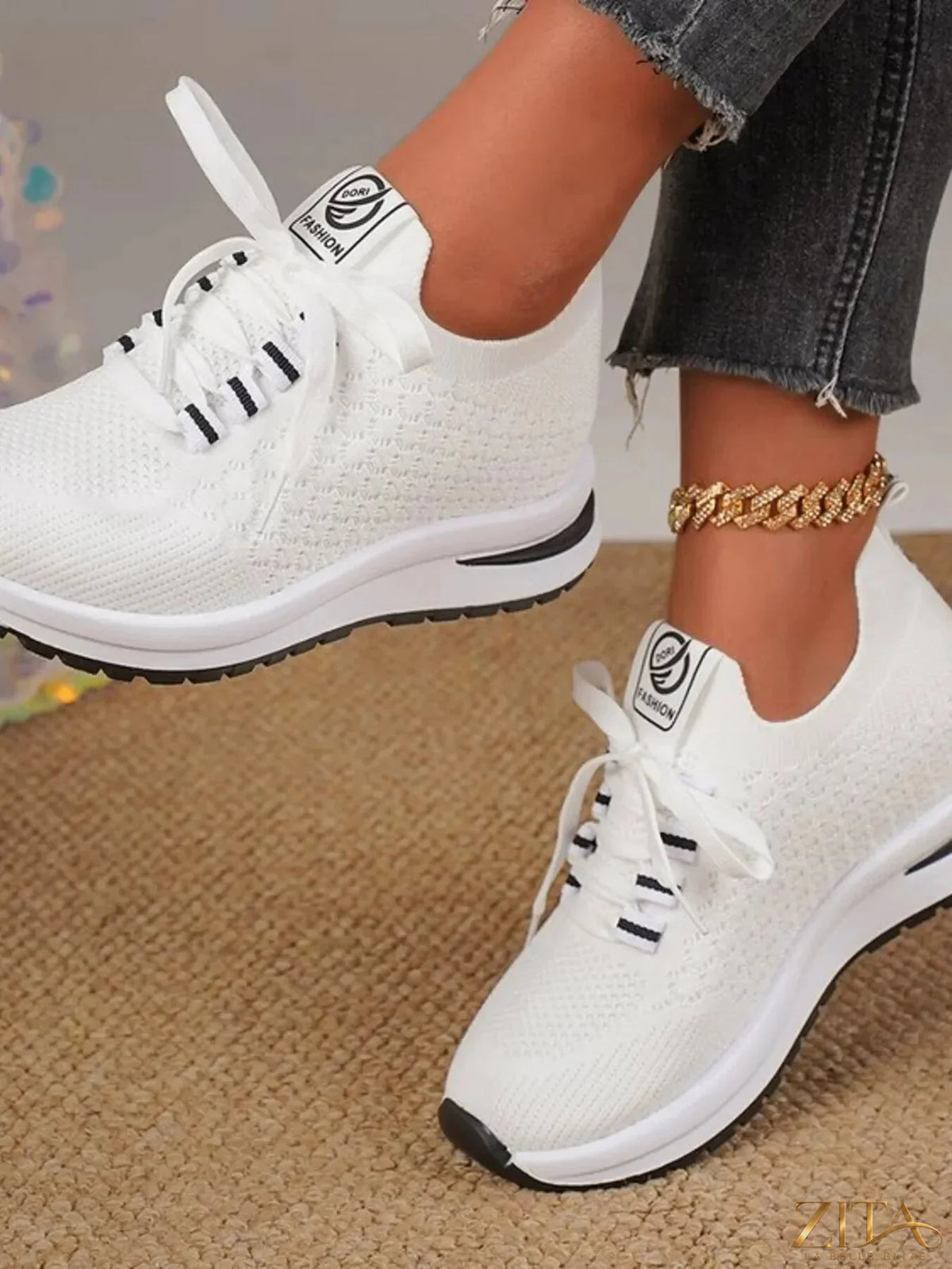 Zita La Belle Elite breathable mesh lace-up sneakers with cushioned insoles and stylish design for comfortable casual wear