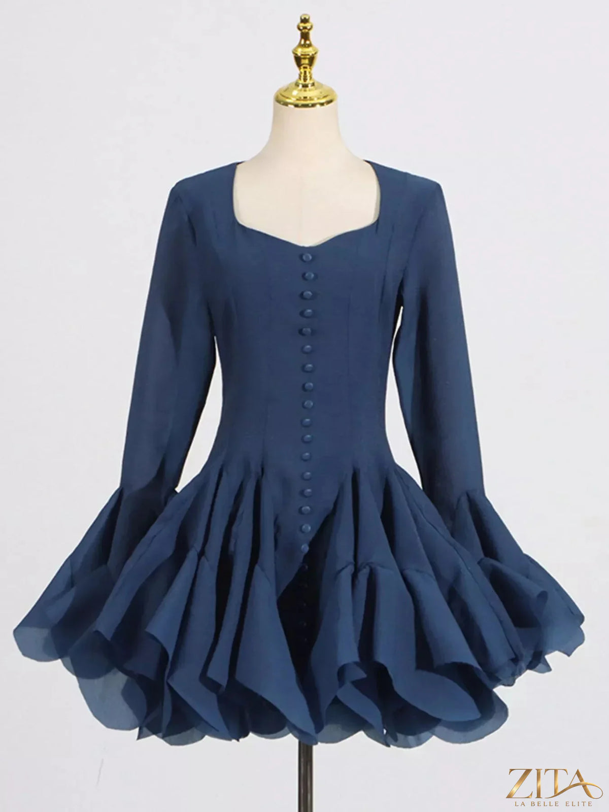 Ruffled flare sleeve mini dress by Trendsi featuring a fitted silhouette, stylish ruffles, and a chic, feminine design.