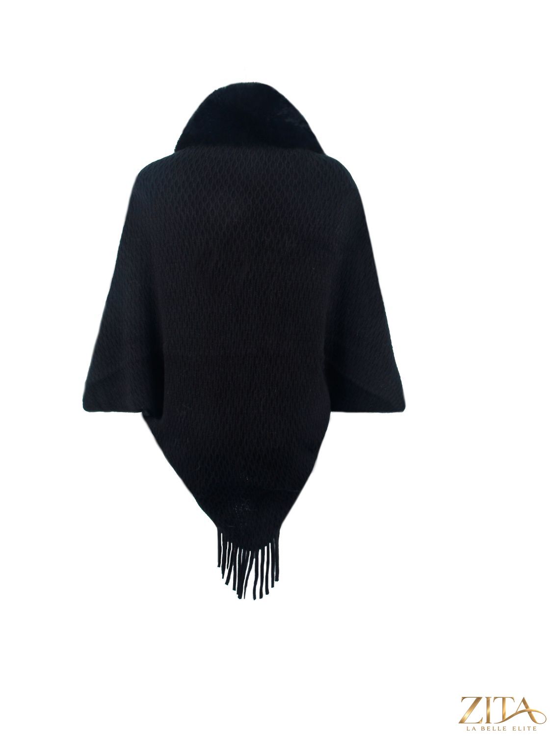 Open front fringe hem poncho by Trendsi featuring a flowy design and fringe details, perfect for stylish layered outfits.