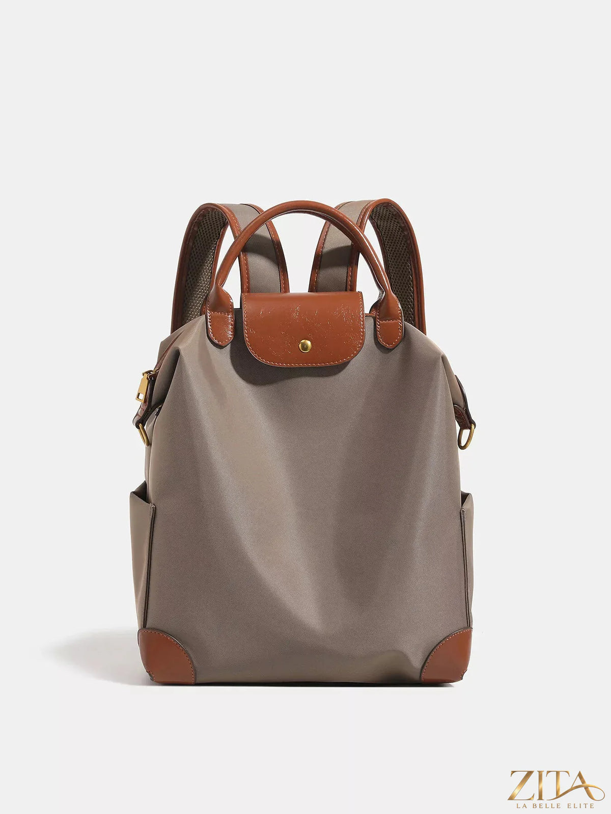 Trendsi leather trim backpack bag with stylish design, featuring leather accents and multiple compartments for everyday use.