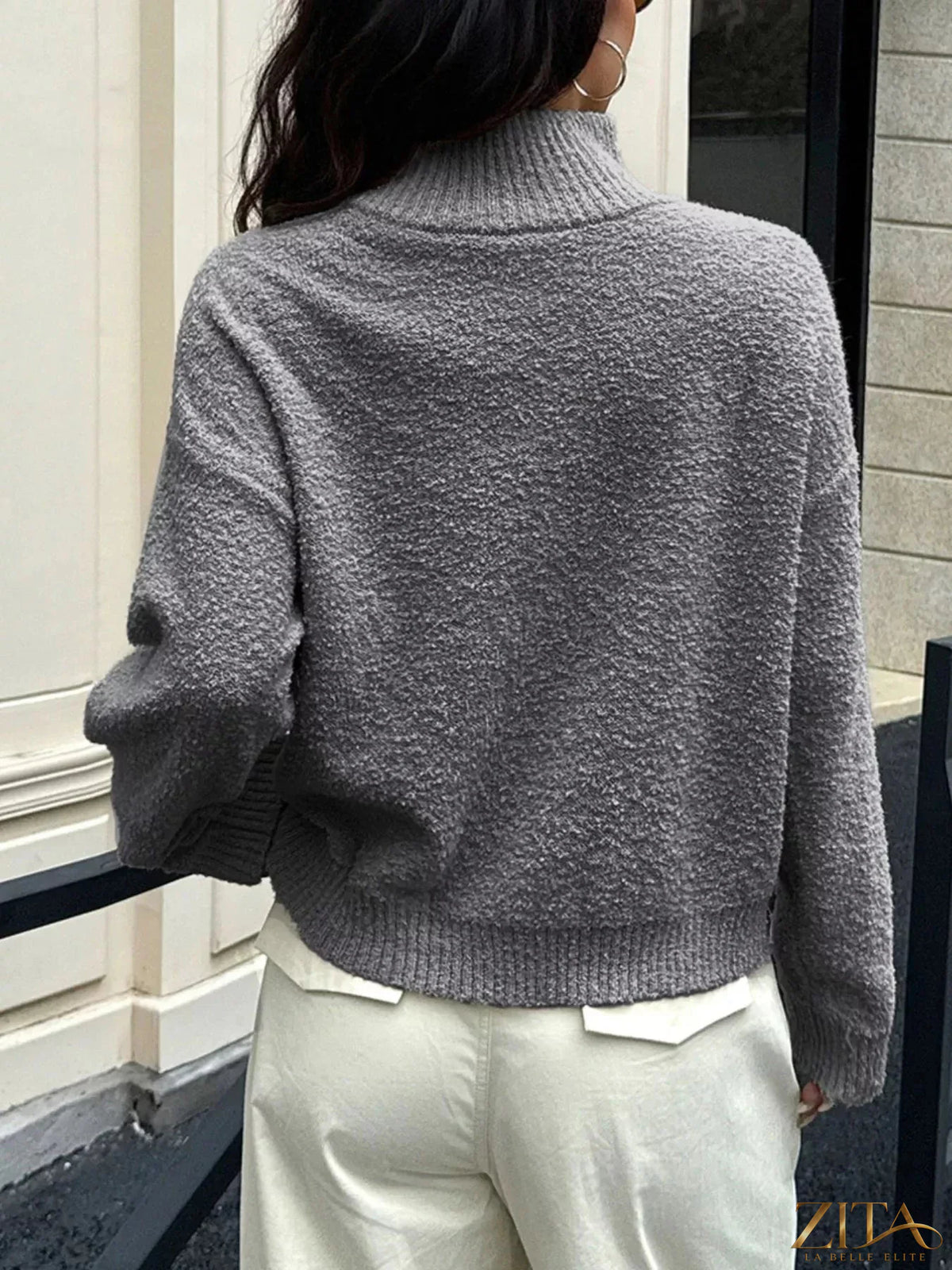 Zita La Belle Elite turtleneck long sleeve sweater in cozy knit, featuring a fitted design and classic style.